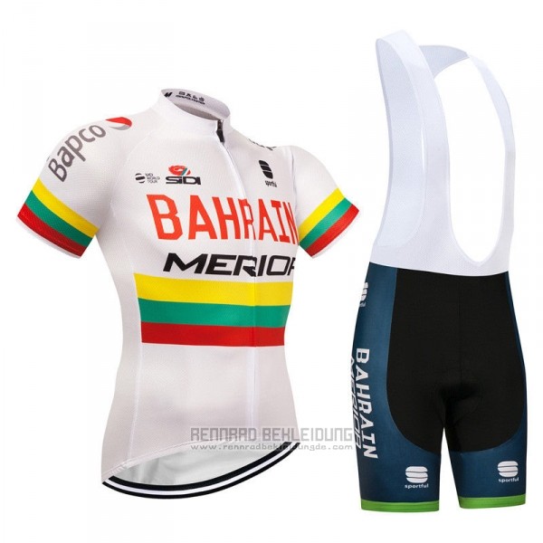 2018 Fahrradbekleidung Bahrain Merida Champion Litauen Trikot Kurzarm und Tragerhose
